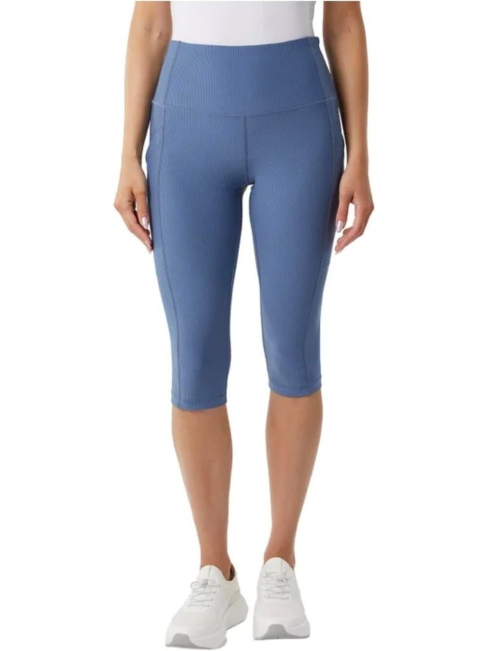 32 Degrees Women's Ribbed Crop Legging Blue Large (12–14) New with tag